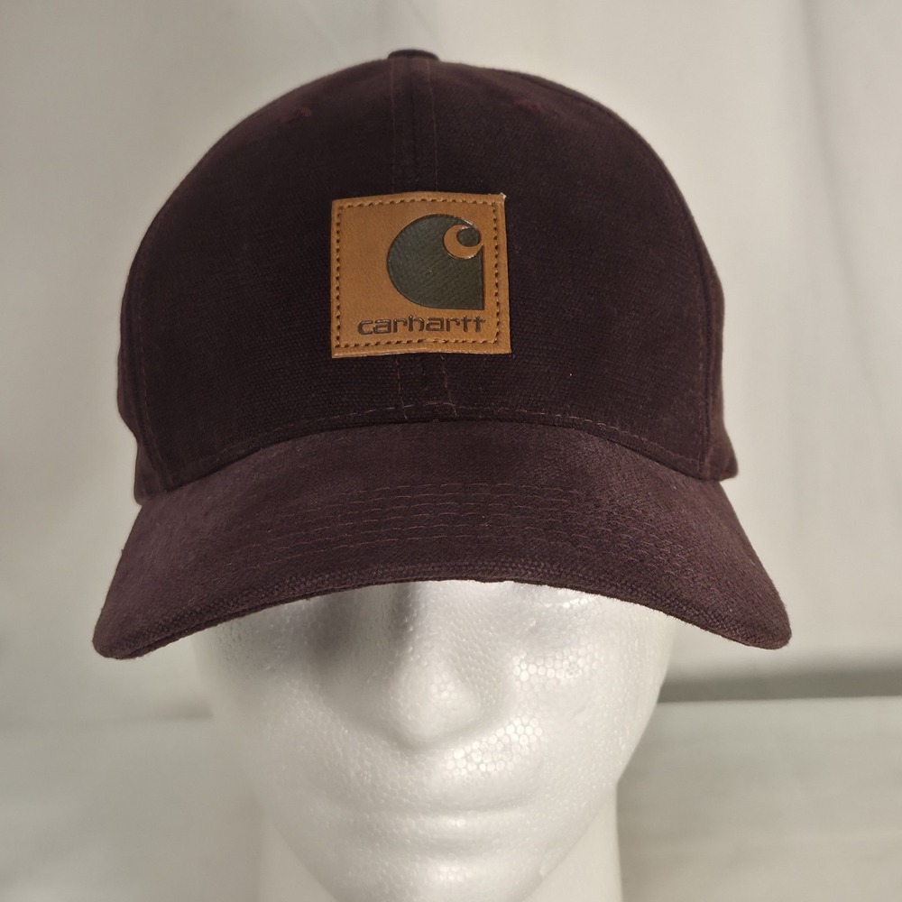 VTG Made In USA Carhartt A16BRG Snapback Hat Patch Logo Bergundy Baseball Cap